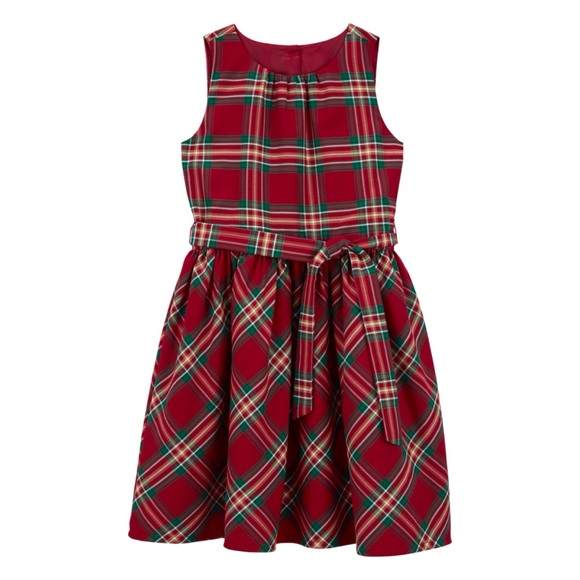 Carter’s Plaid Sateen Red Green Holiday Dress, size 10 - Picture 1 of 7